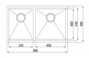 INSPIRE ARF SINK 820D CHROME 800MM