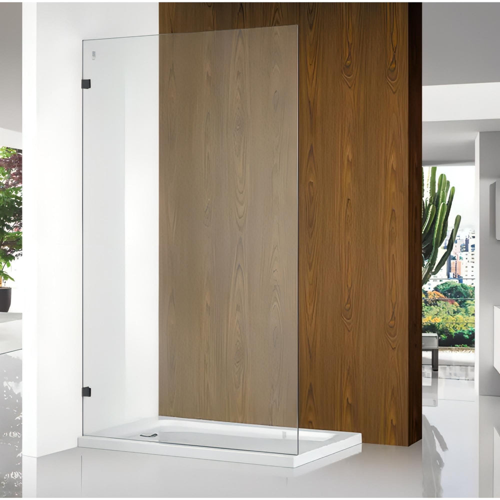 COVEY FRAMELESS WALK IN SINGLE PANEL SHOWER SCREEN MATTE BLACK