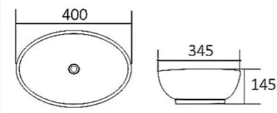 INSPIRE OVAL BASIN WHITE GLOSS 400MM