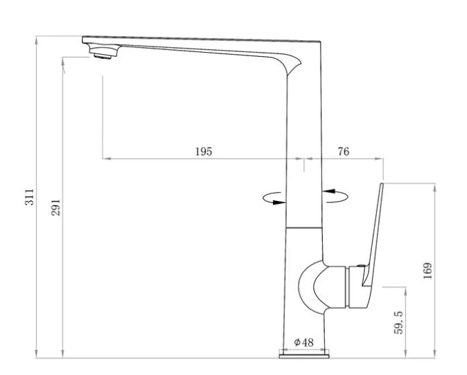 INSPIRE ZEVIO SINK MIXER 311MM MATTE BLACK
