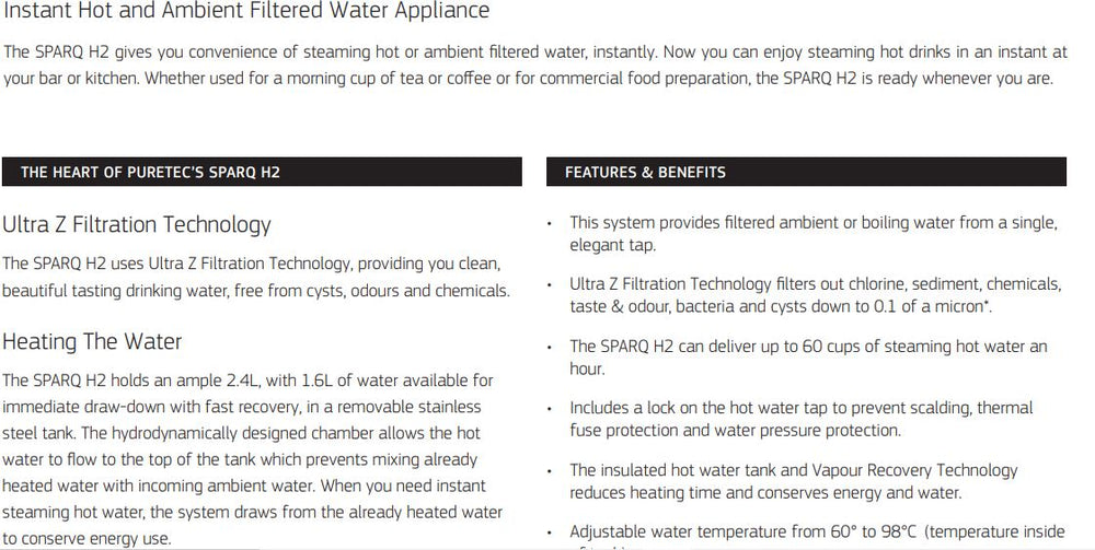 PURETEC FILTERED LEAD FREE HOT AND AMBIENT WATER ON TAP