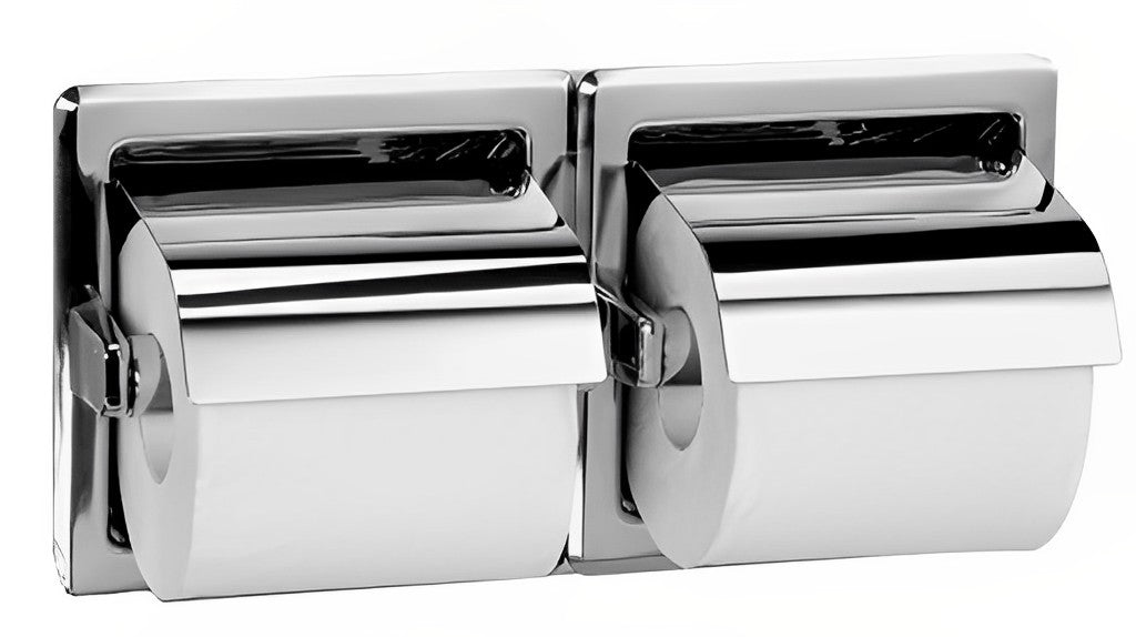 POSEIDON BRIGHT DOUBLE TOILET TISSUE DISPENSER CHROME 324MM