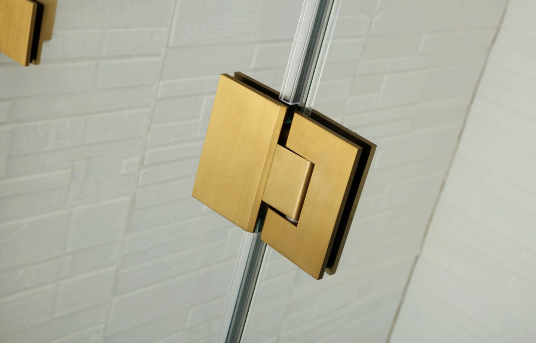 COVEY WALL TO WALL FRAMELESS HINGE DOOR BRUSHED GOLD