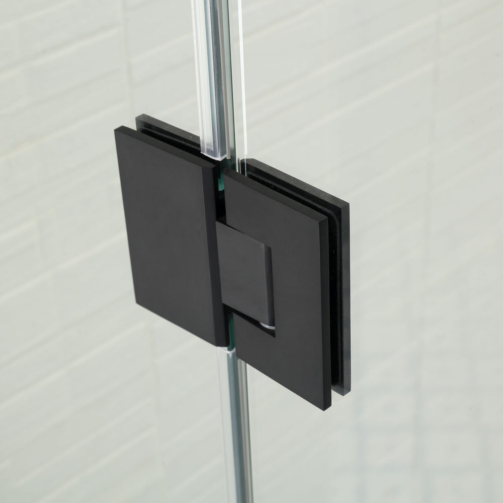 COVEY WALL TO WALL FRAMELESS PIVOTAL HINGE DOOR SHOWER SCREEN MATTE BLACK