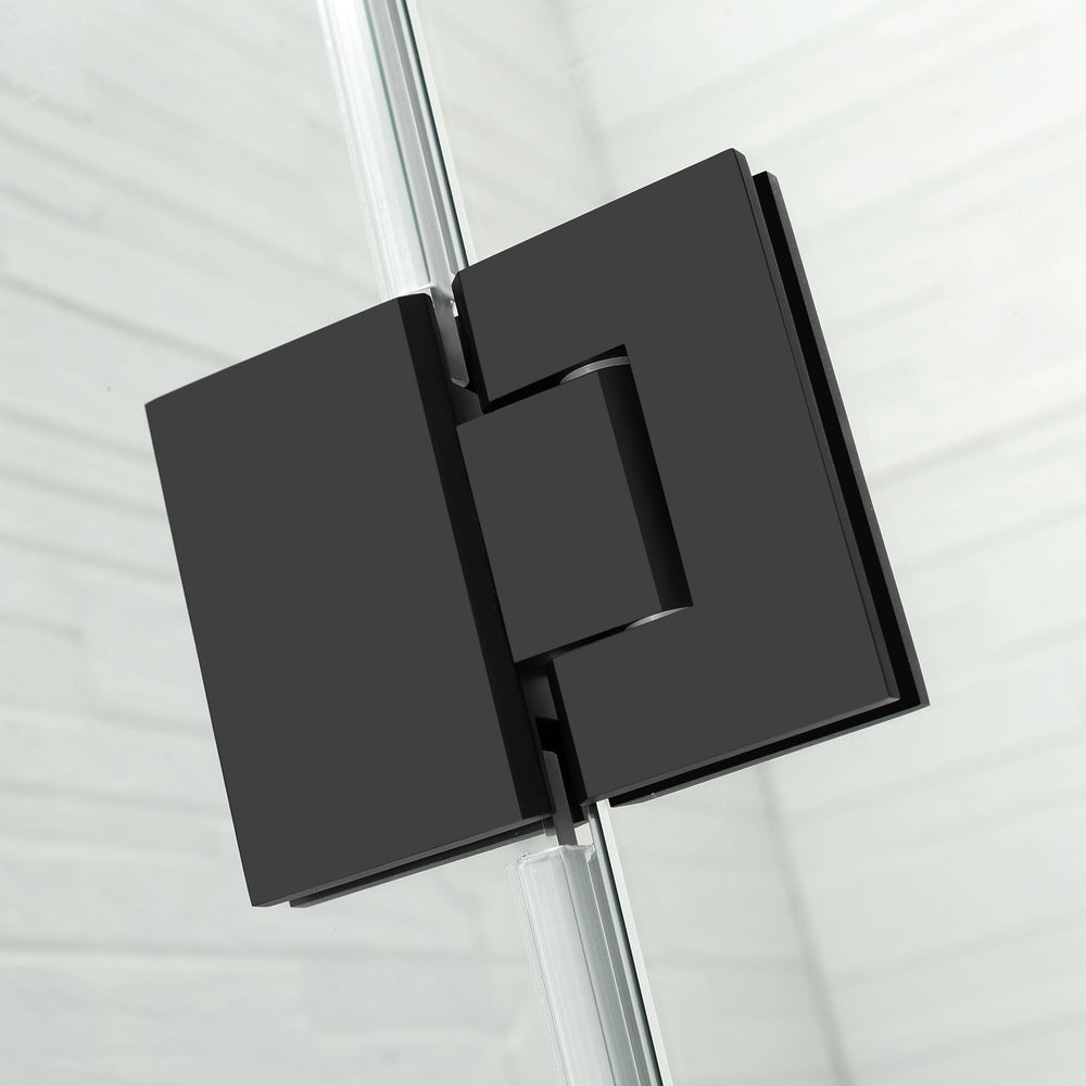 COVEY WALL TO WALL FRAMELESS PIVOTAL HINGE DOOR SHOWER SCREEN MATTE BLACK