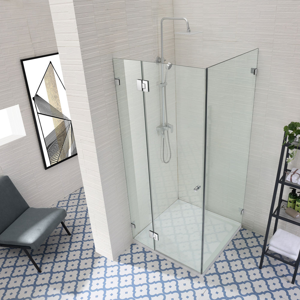 COVEY WALL TO WALL FRAMELESS PIVOTAL HINGE DOOR SHOWER SCREEN CHROME