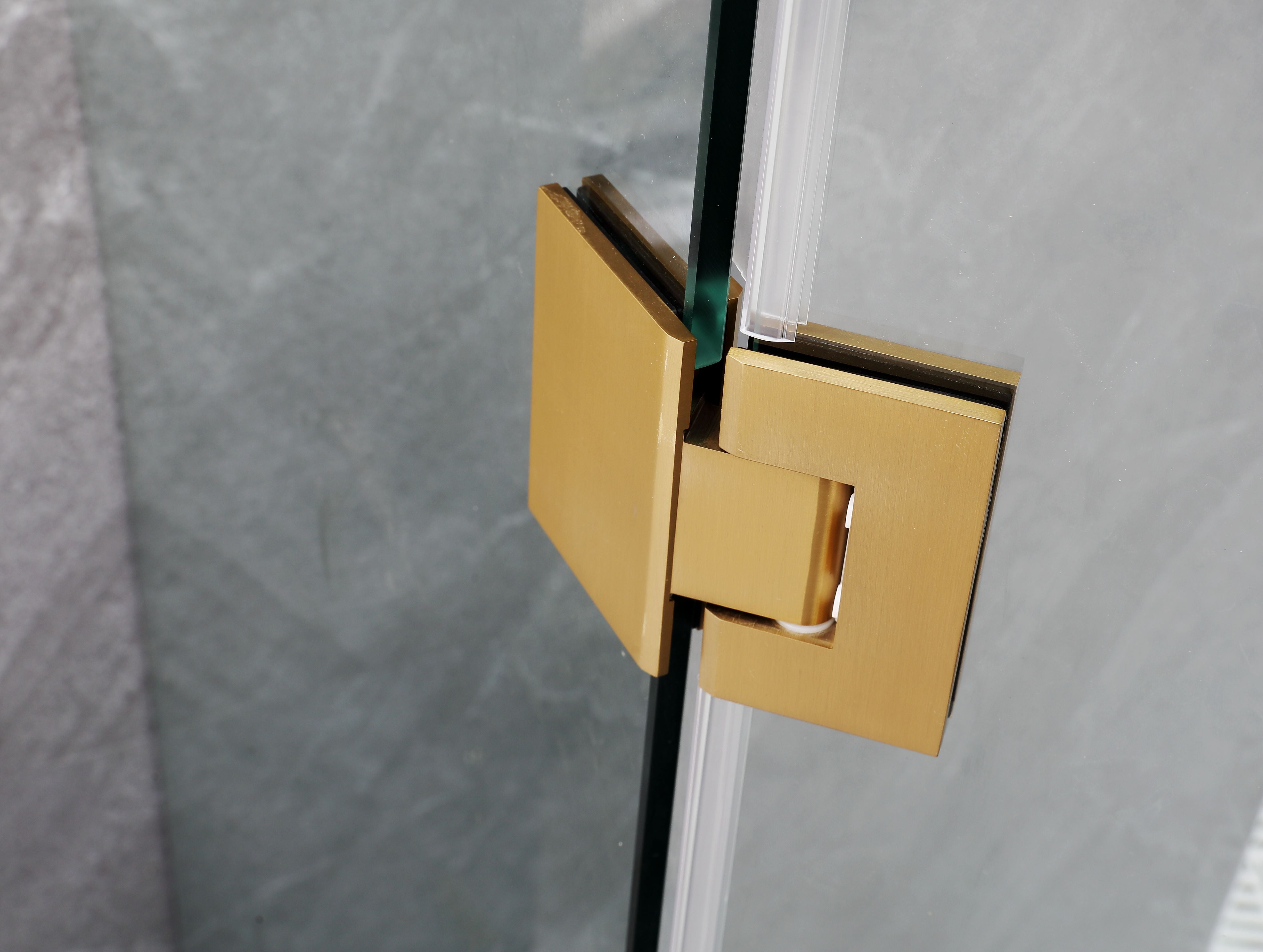 COVEY WALL TO WALL DIAMOND FRAMELESS PIVOT HINGE DOOR BRUSHED GOLD