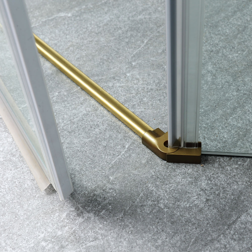 COVEY WALL TO WALL DIAMOND FRAMELESS PIVOT HINGE DOOR BRUSHED GOLD
