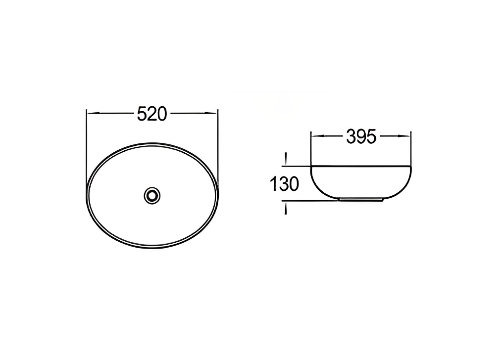 POSEIDON ABOVE COUNTER CERAMIC ART BASIN MATTE BLACK 520MM