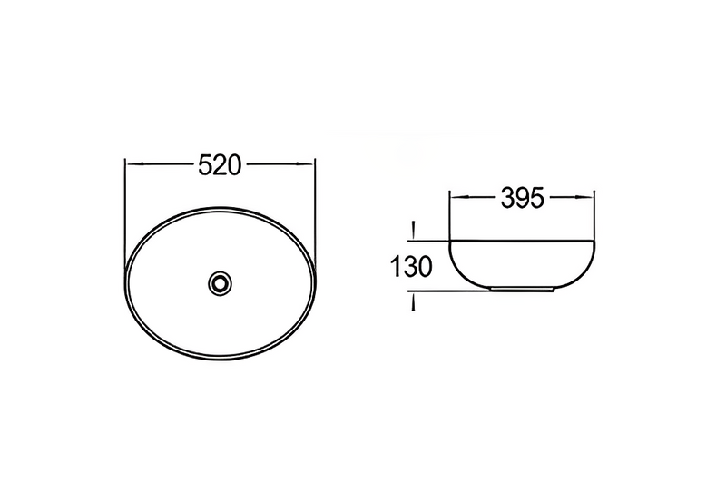 POSEIDON ABOVE COUNTER CERAMIC ART BASIN MATTE WHITE