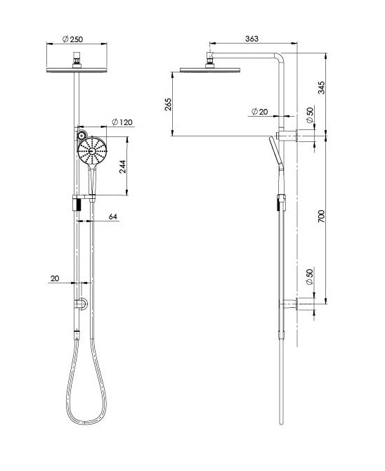 PHOENIX NX VIVE TWIN SHOWER CHROME