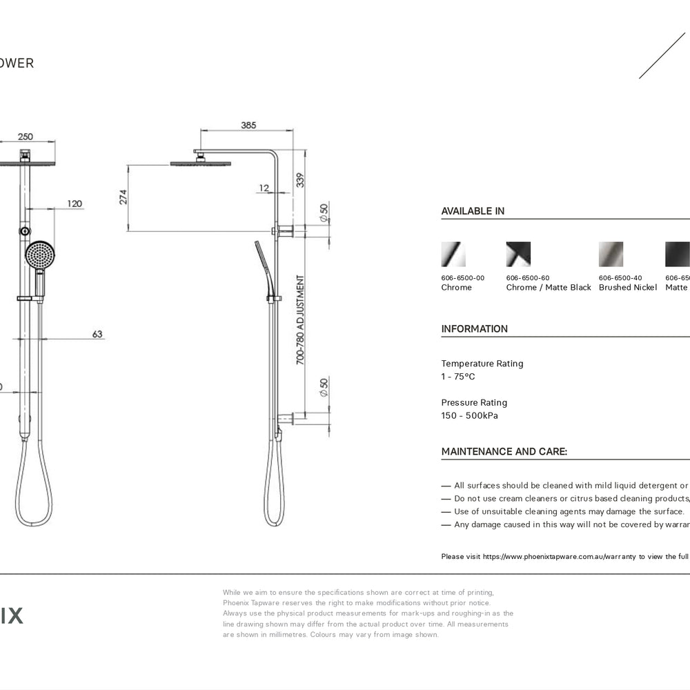 PHOENIX NX QUIL TWIN SHOWER MATTE BLACK