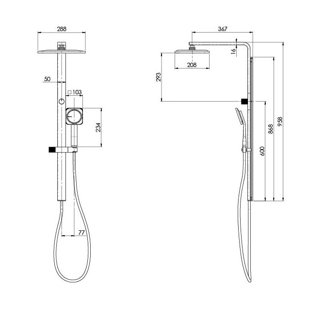 PHOENIX NX ORLI WITH HYDROSENSE TWIN SHOWER MATTE BLACK