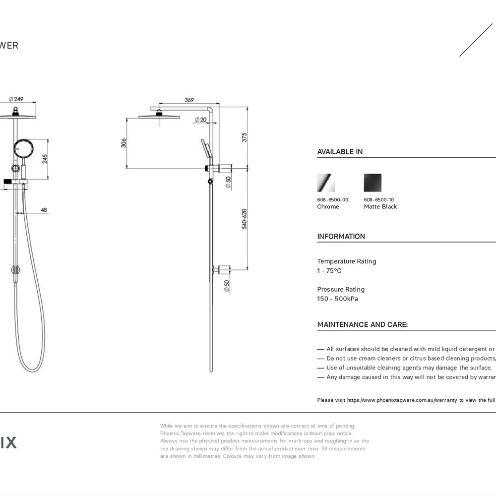 PHOENIX NX IKO WITH HYDROSENSE TWIN SHOWER CHROME