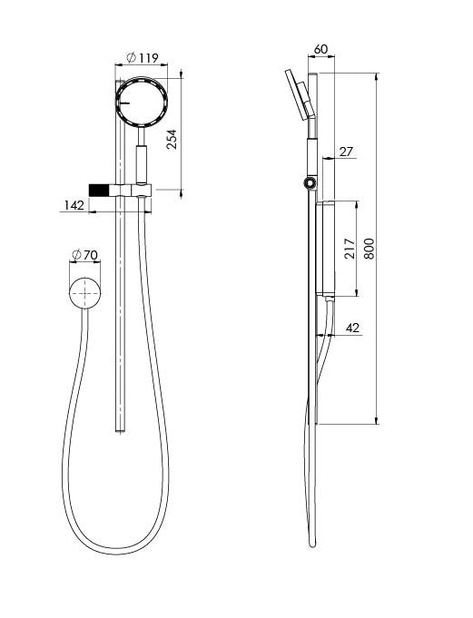 PHOENIX NX IKO WITH HYDROSENSE RAIL SHOWER MATTE BLACK