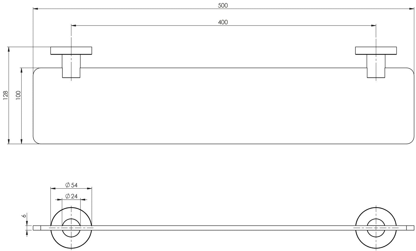 PHOENIX RADII GLASS SHELF ROUND PLATE CHROME 500MM