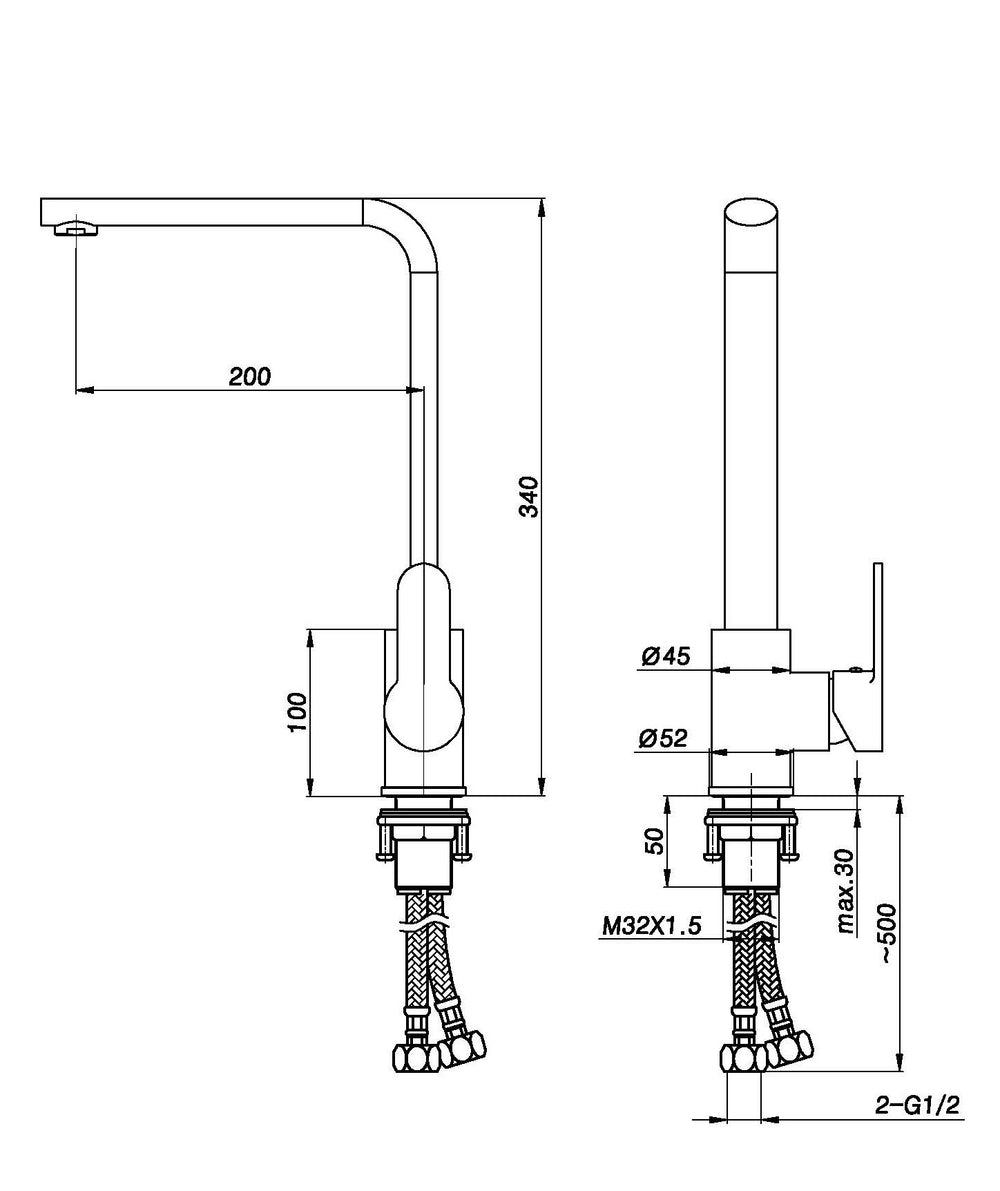 INSPIRE VOGH SINK MIXER 340MM CHROME