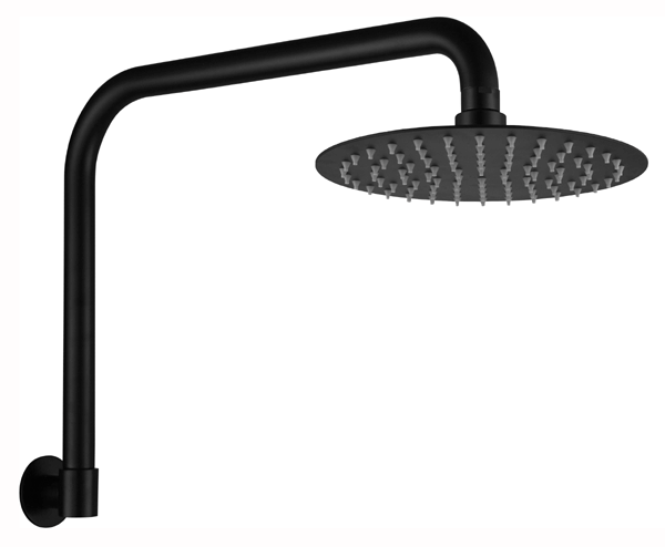 HELLYCAR CHRIS SHOWER ARM AND SHOWER HEAD BLACK 200MM