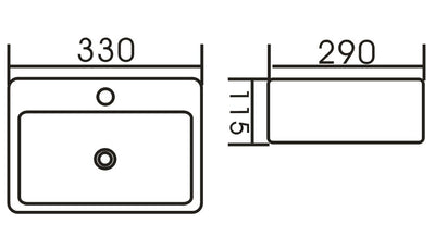 INSPIRE ABOVE WALL HUNG BASIN GLOSS WHITE 330MM