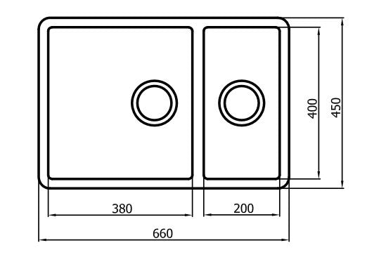INSPIRE DOUBLE BOWL KITCHEN SINK CHROME 660MM