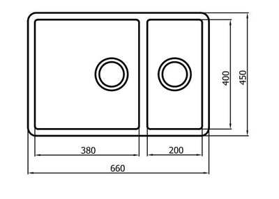 INSPIRE DOUBLE BOWL KITCHEN SINK CHROME 660MM