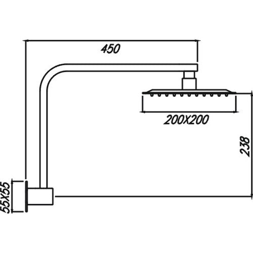 HELLYCAR ERIC SHOWER ARM AND SHOWER HEAD 200MM CHROME
