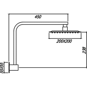 HELLYCAR ERIC SHOWER ARM AND SHOWER HEAD 200MM BLACK
