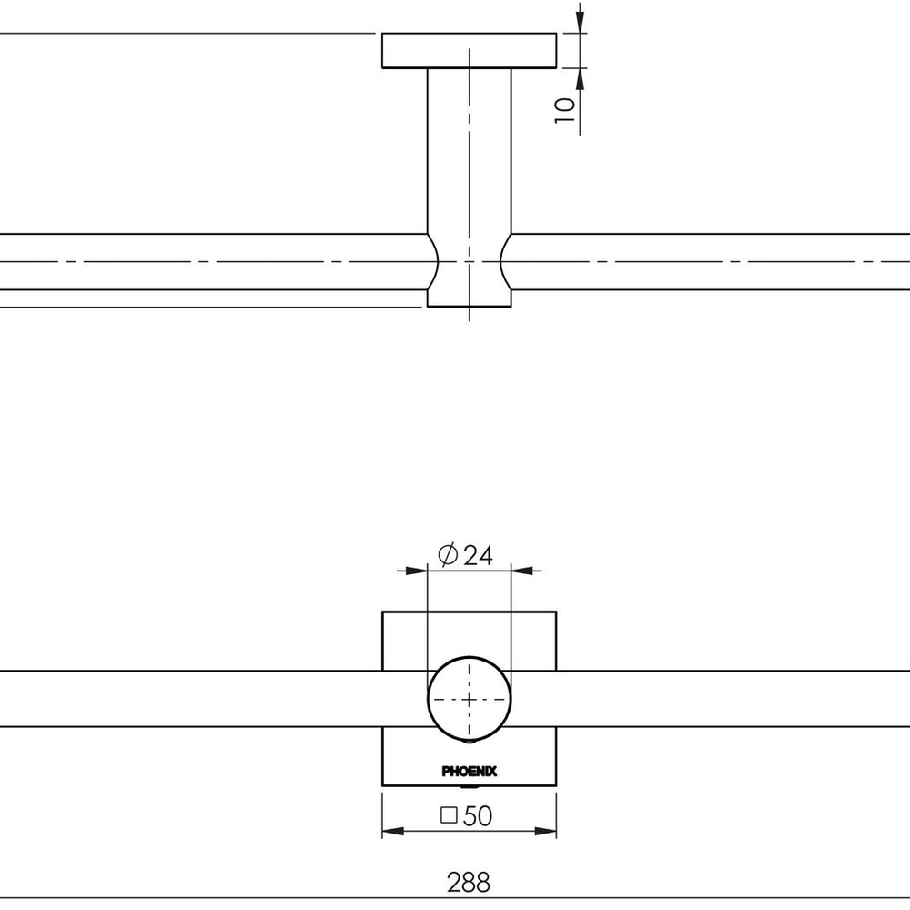 PHOENIX RADII DOUBLE TOILET ROLL HOLDER SQUARE PLATE CHROME 288MM