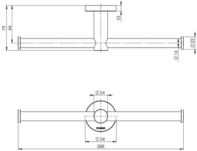 PHOENIX RADII DOUBLE TOILET ROLL HOLDER ROUND PLATE CHROME 288MM