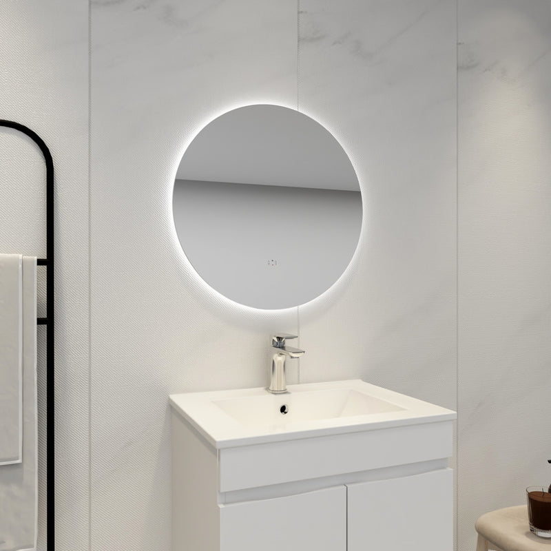 POSEIDON ROUND BACKLIT LED MIRROR 3 COLOUR LIGHTS 600MM