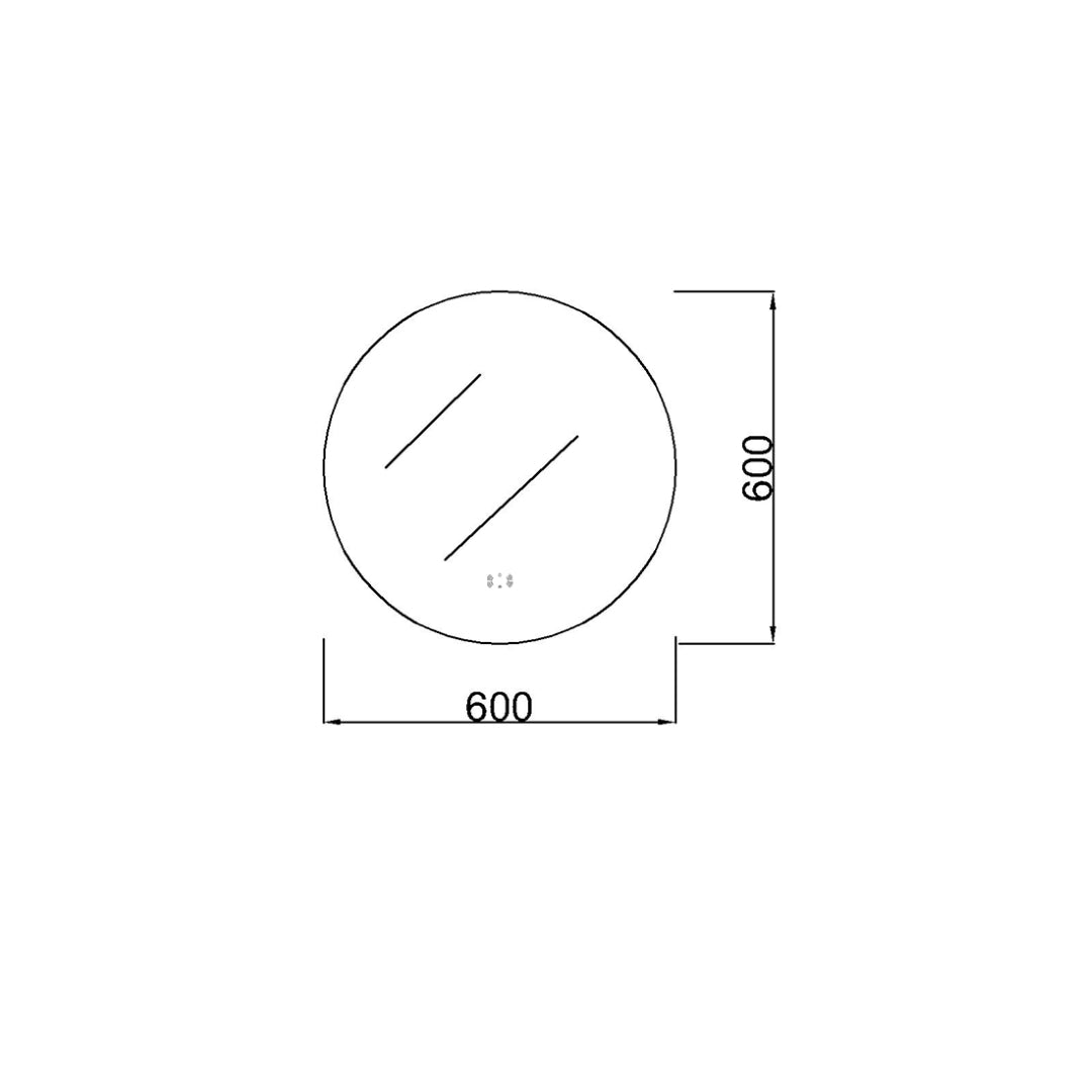 POSEIDON ACRYLIC ROUND BACKLIT LED MIRROR 3 COLOUR LIGHTS 600MM