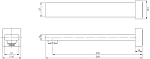 PHOENIX RADII WALL BATH OUTLET 230MM CHROME