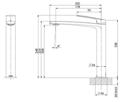 PHOENIX MEKKO LEAD FREE VESSEL MIXER 248MM BRUSHED NICKEL