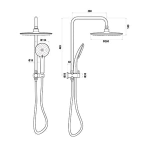 LINKWARE LOUI TWIN SHOWER 465MM MATTE BLACK