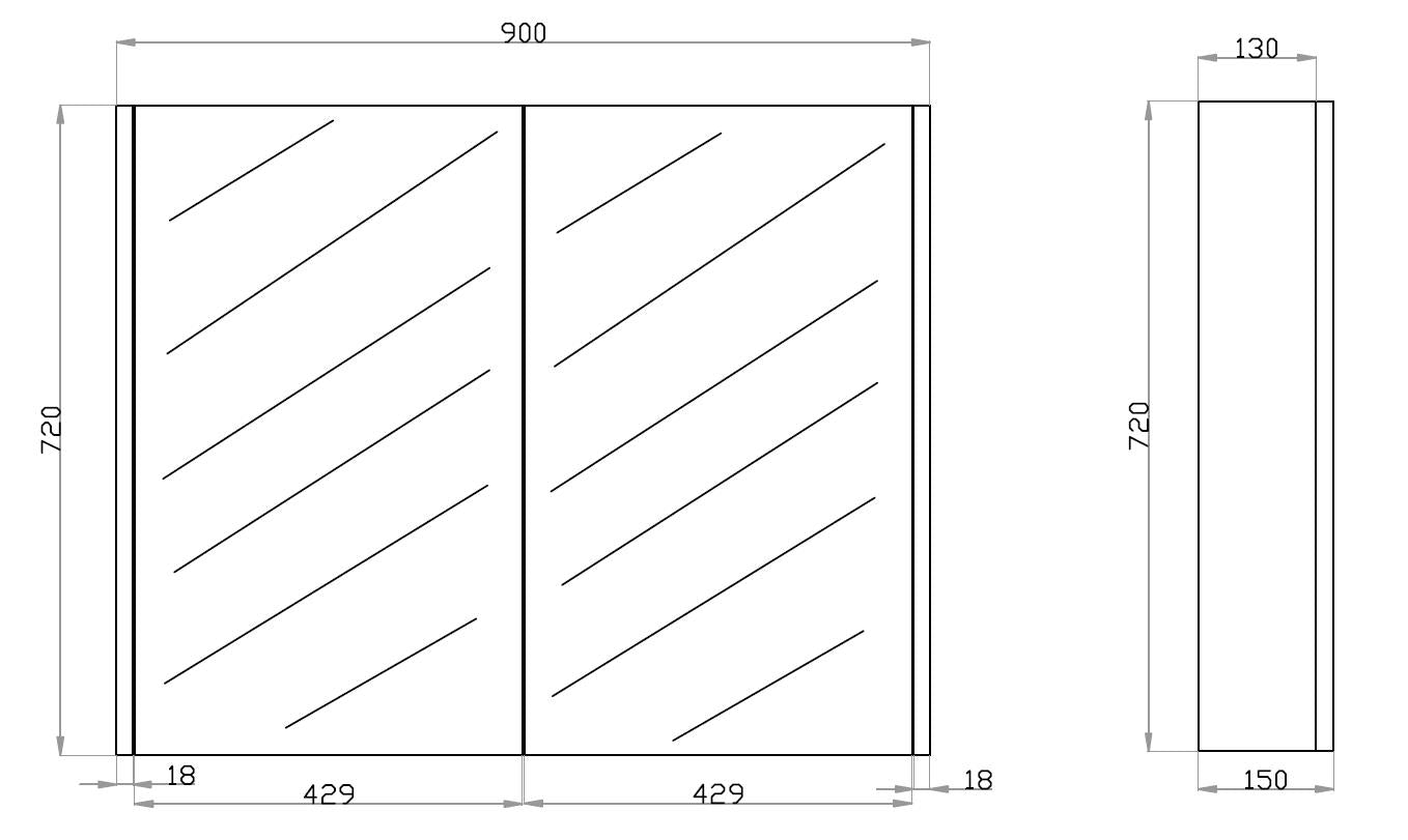 POSEIDON QUBIST MATTE WHITE MIRROR SHAVING CABINETS (AVAILABLE IN 600MM, 750MM AND 900MM)