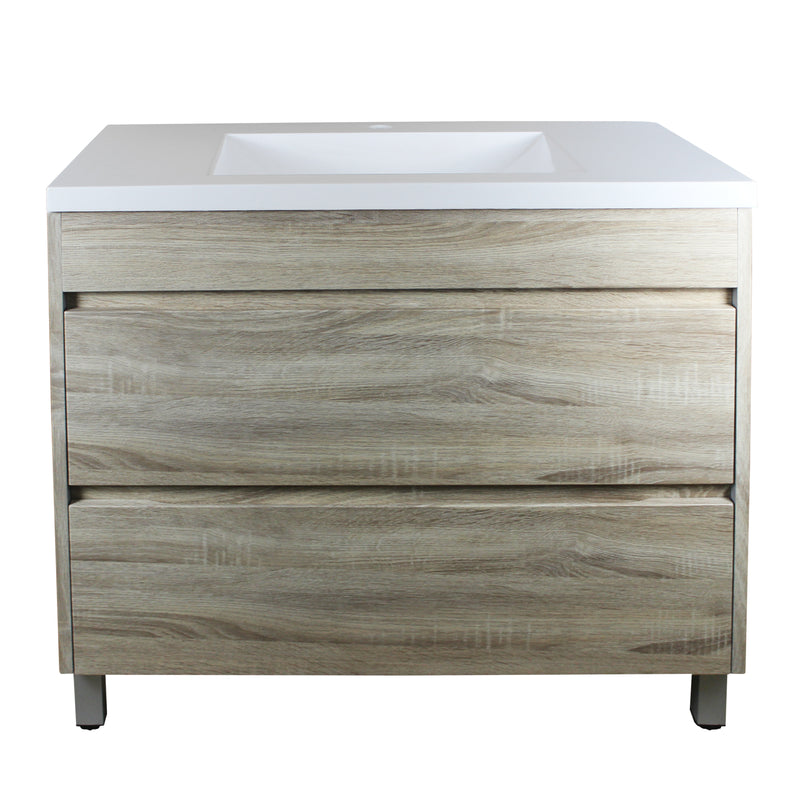 POSEIDON QUBIST WHITE OAK 900MM FLOOR STANDING VANITY