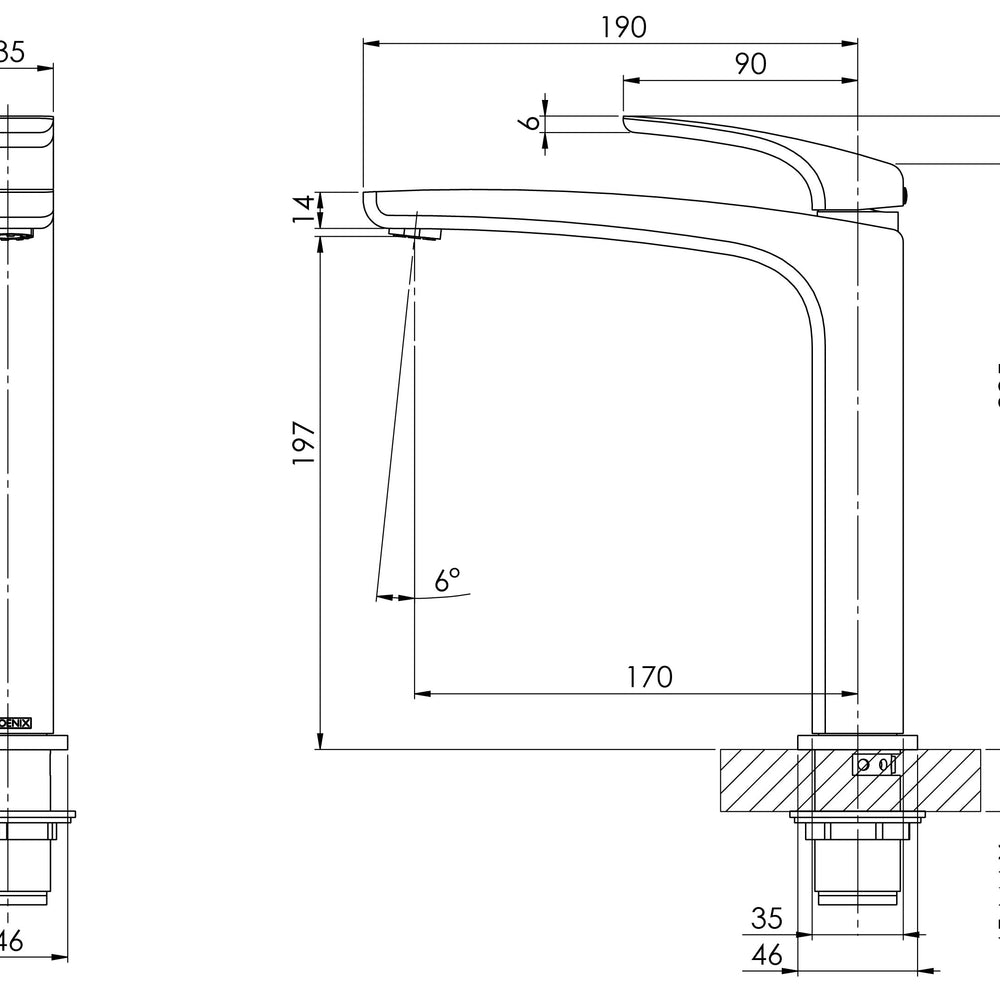 PHOENIX RUSH SINK MIXER 243MM MATTE BLACK