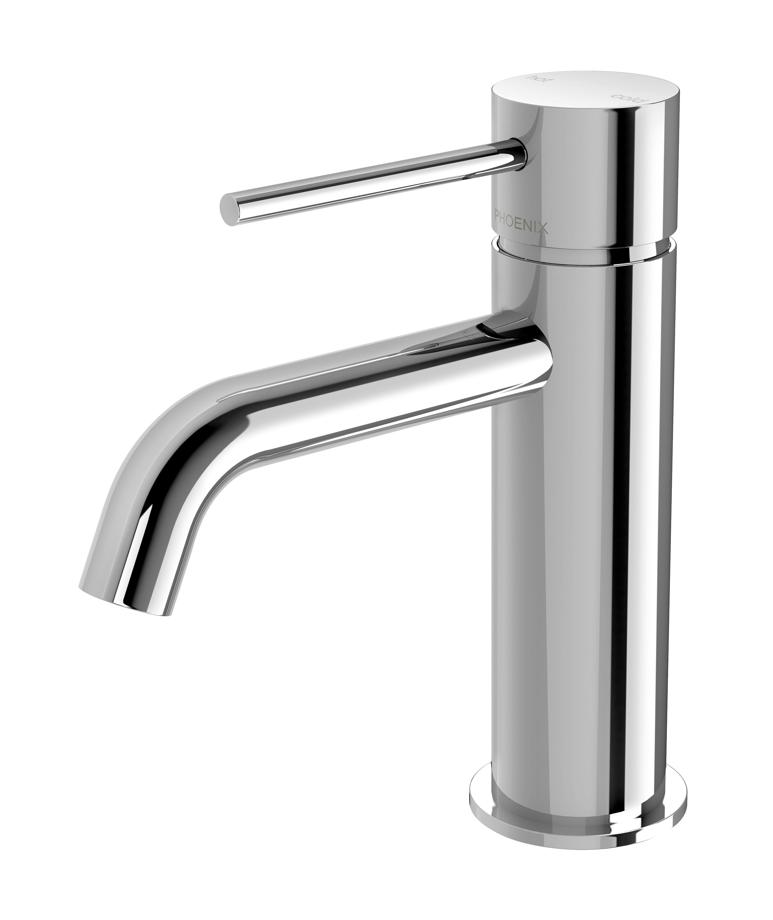 PHOENIX VIVID SLIMLINE BASIN MIXER CURVED OUTLET CHROME