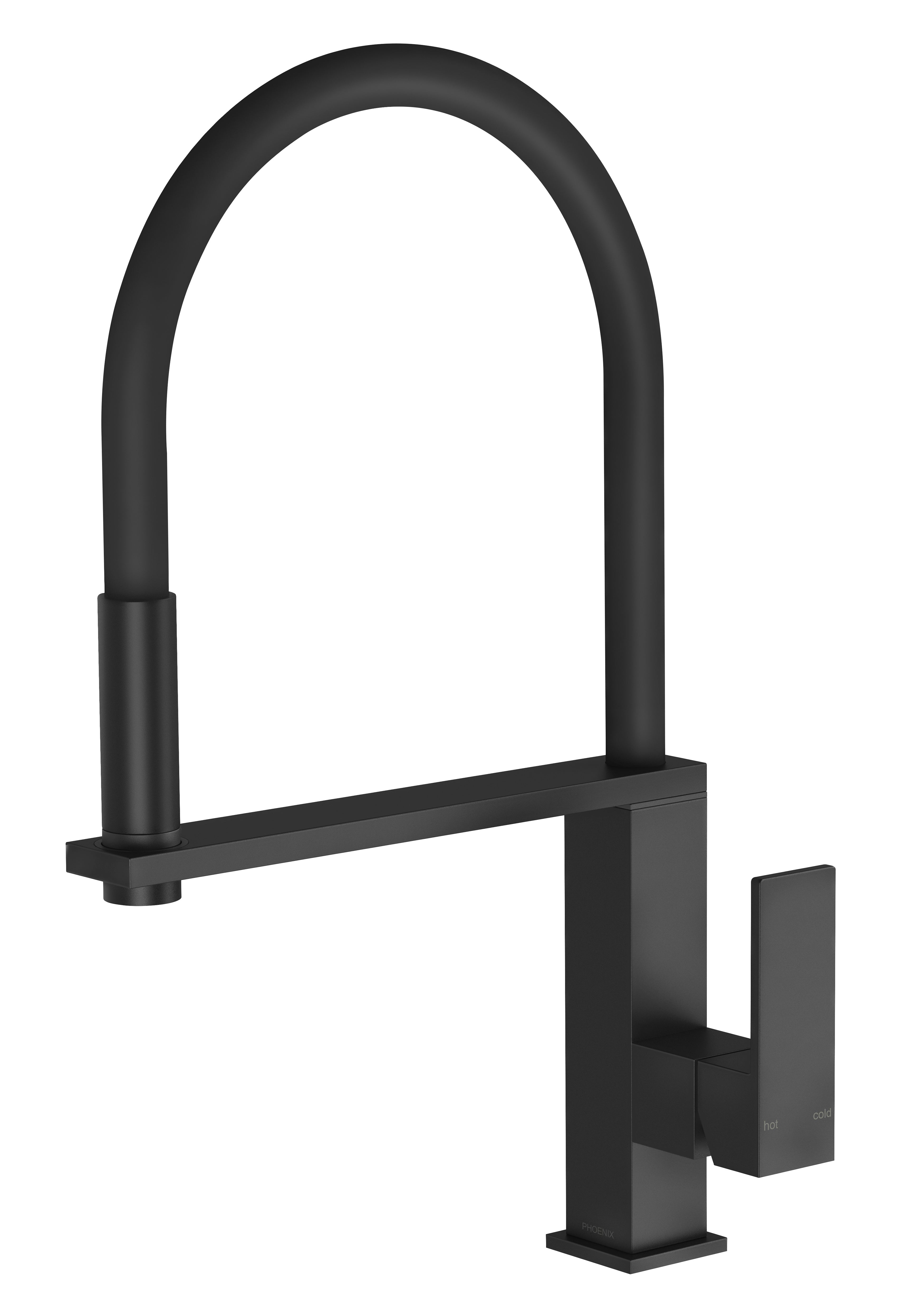 PHOENIX VEZZ FLEXIBLE HOSE SINK MIXER SQUARE MATTE BLACK