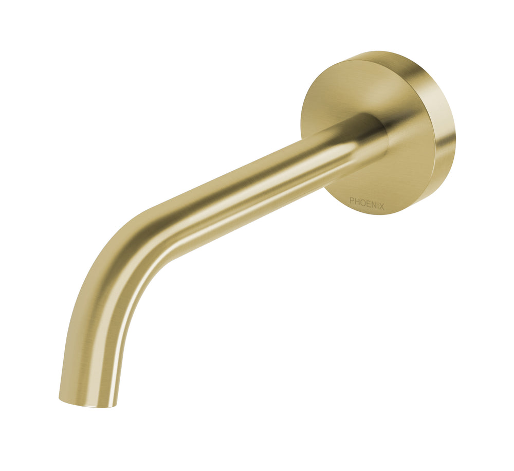 PHOENIX VIVID SLIMLINE PLUS WALL BASIN / BATH OUTLET 194MM BRUSHED GOLD