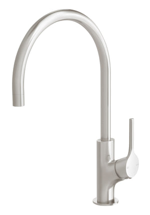 PHOENIX VIVID SLIMLINE GOOSENECK SINK MIXER 220MM BRUSHED NICKEL