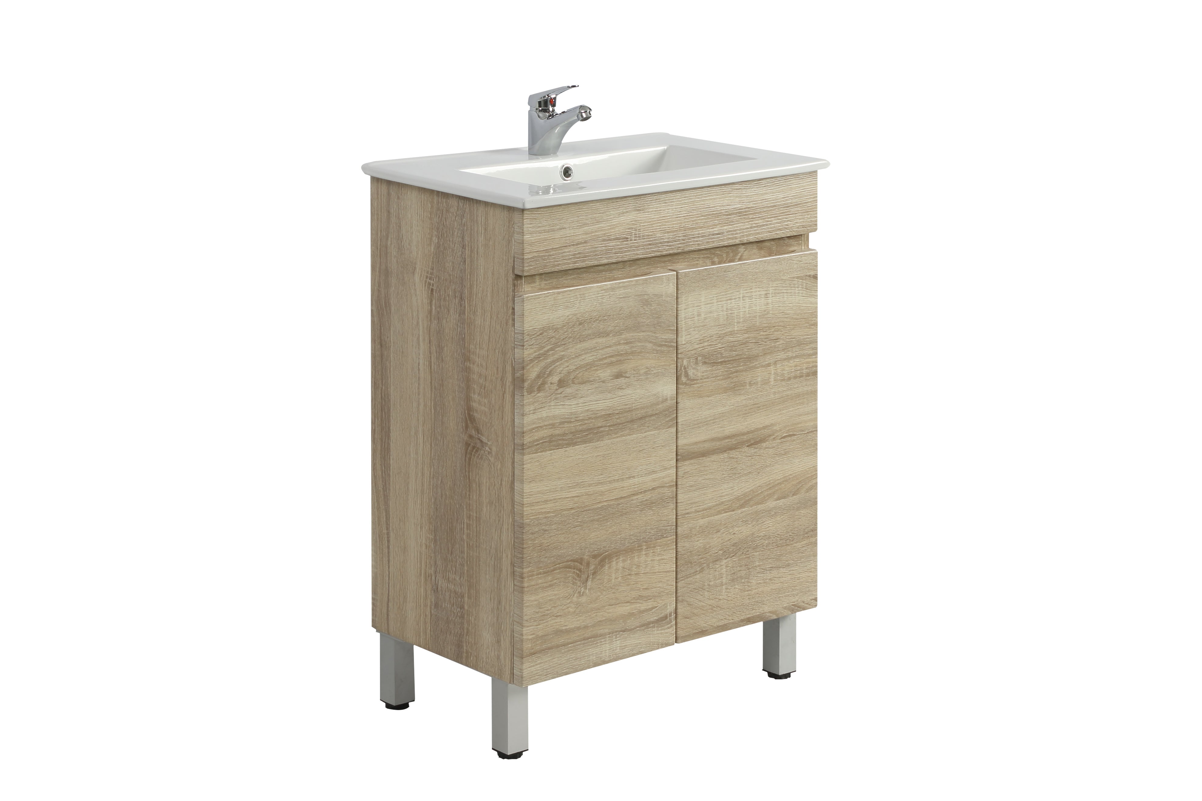 POSEIDON BERGE WHITE OAK 600MM FLOOR STANDING VANITY