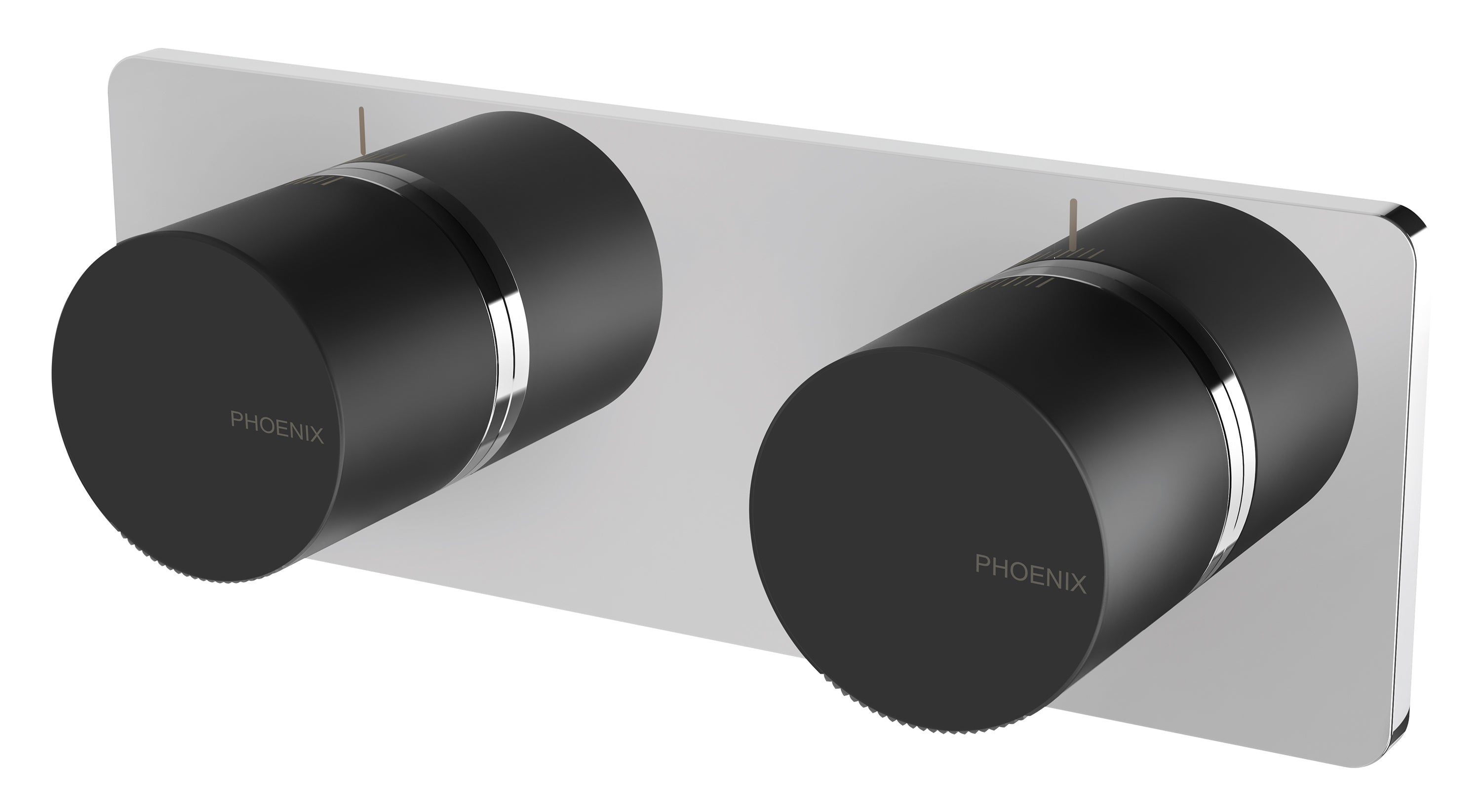 PHOENIX TOI TWIN SHOWER / WALL MIXER 165MM CHROME AND MATTE BLACK