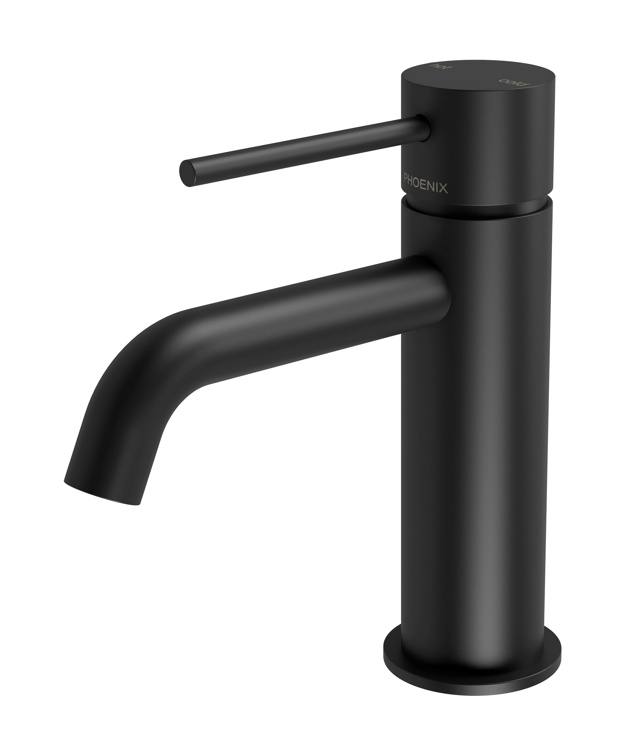 PHOENIX VIVID SLIMLINE BASIN MIXER CURVED OUTLET MATTE BLACK