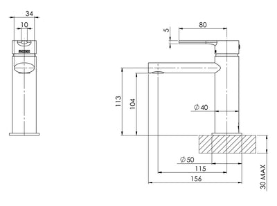 PHOENIX VIVID SLIMLINE OVAL BASIN MIXER BRUSHED NICKEL