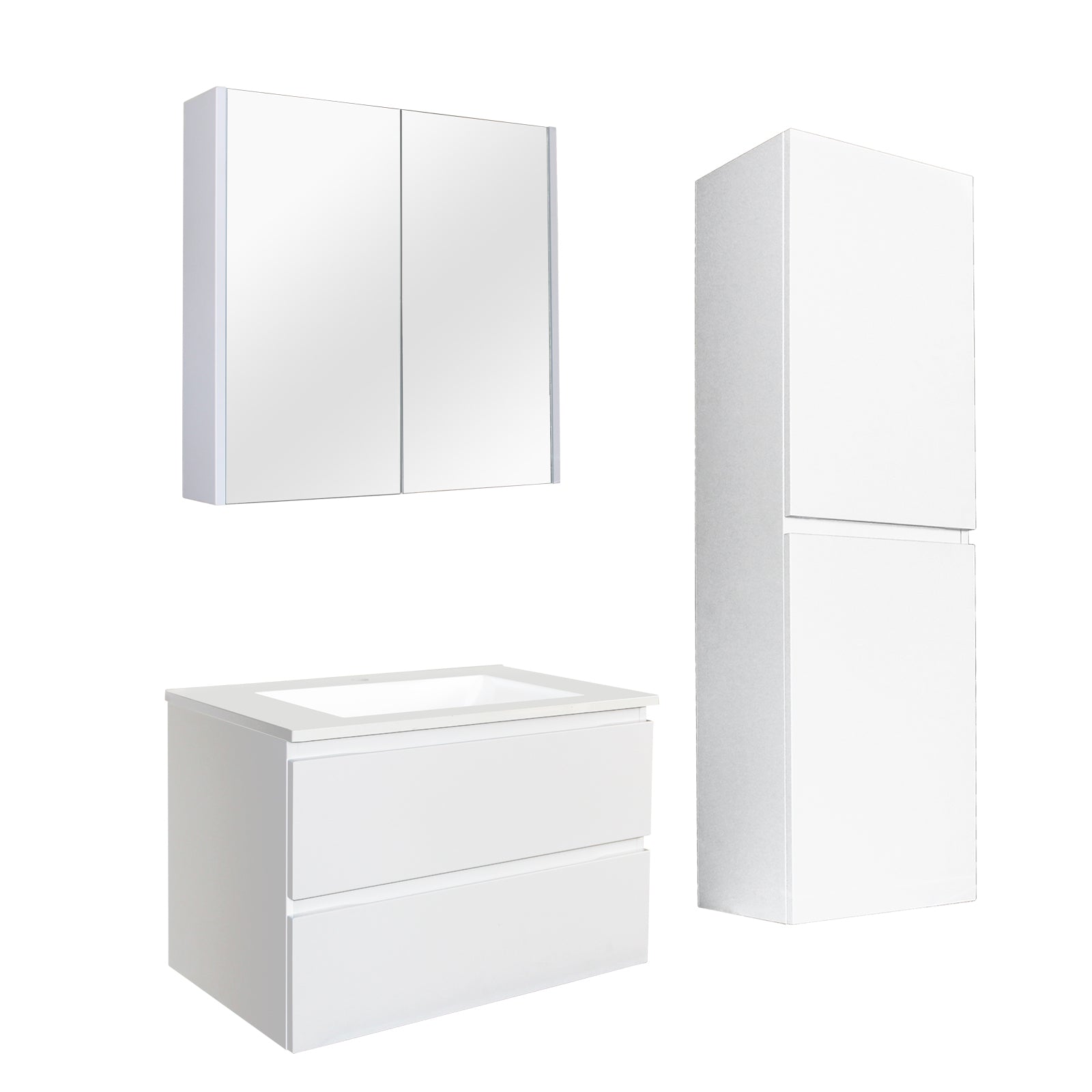 POSEIDON QUBIST MATTE WHITE MIRROR SHAVING CABINETS (AVAILABLE IN 600MM, 750MM AND 900MM)