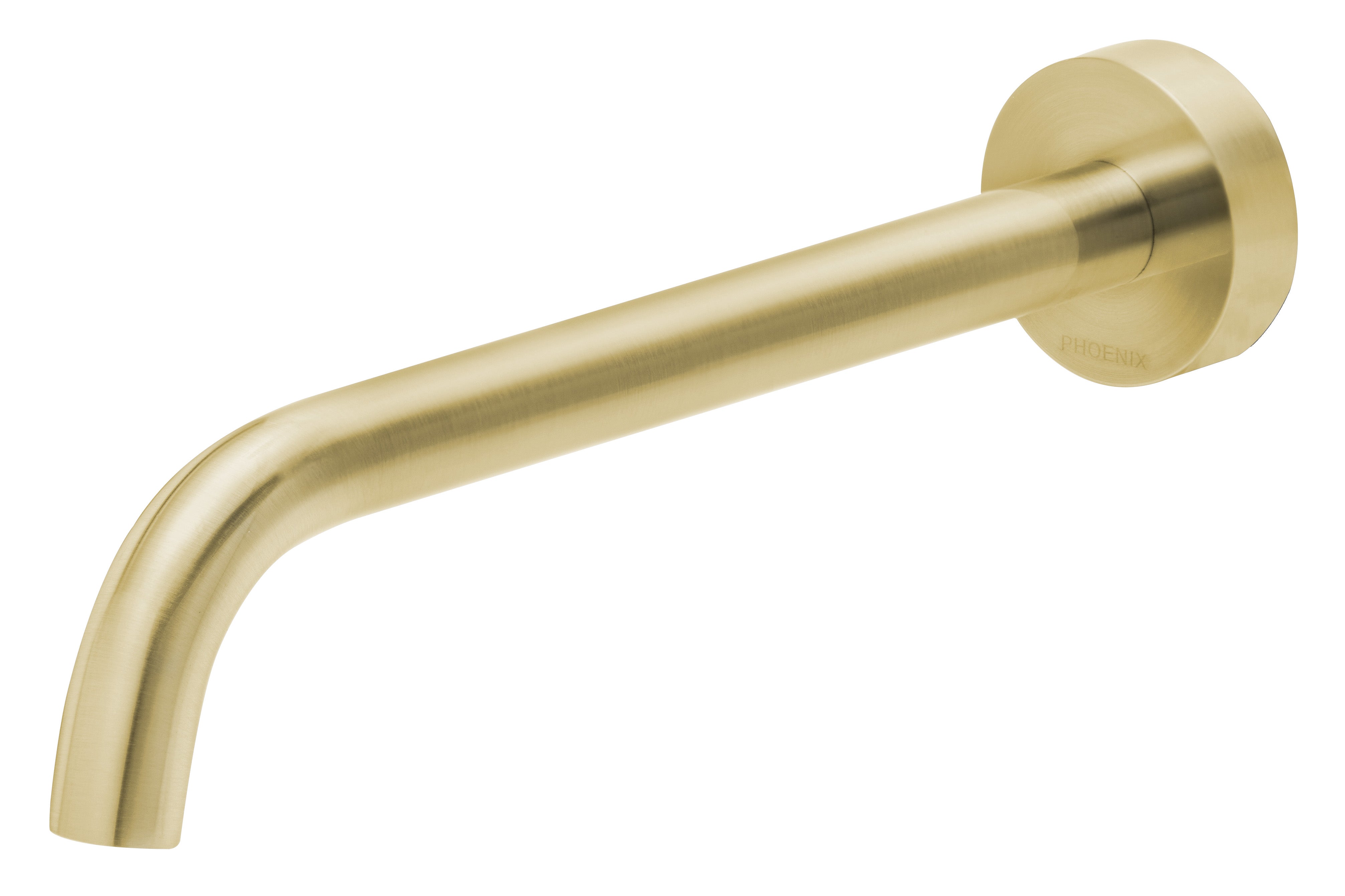 PHOENIX VIVID SLIMLINE WALL BATH OUTLET 230MM CURVED BRUSHED GOLD