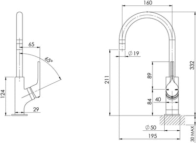PHOENIX VIVID SLIMLINE LEAD FREE SINK MIXER 160MM BRUSHED NICKEL
