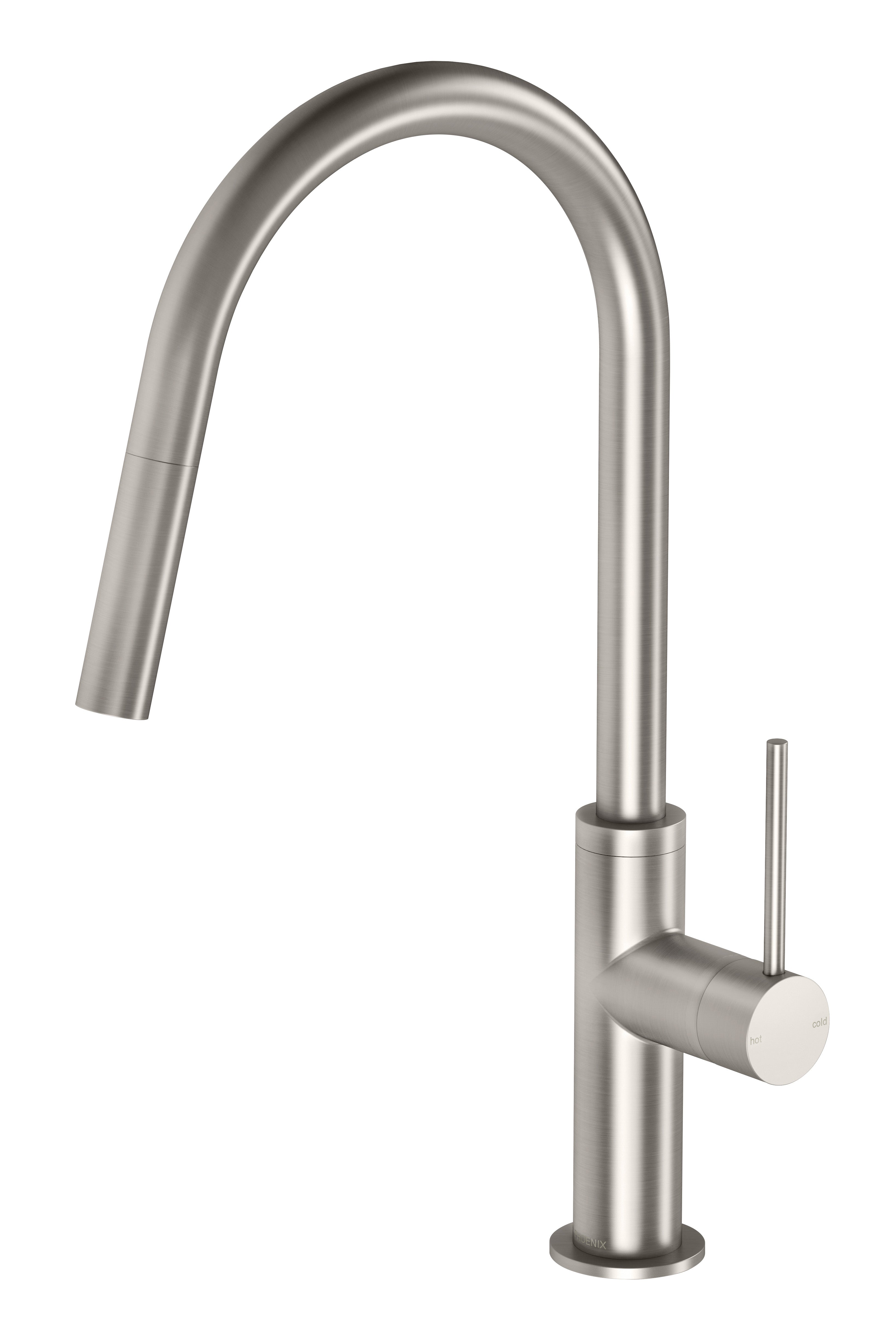 PHOENIX VIVID SLIMLINE PULL OUT SINK MIXER 397MM BRUSHED NICKEL