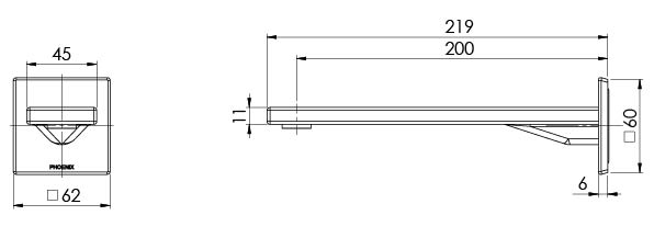 PHOENIX ZIMI WALL BATH OUTLET 200MM CHROME